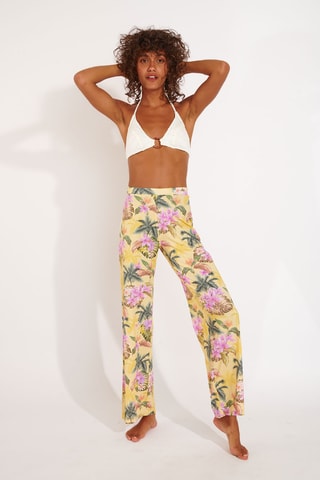 Pantalon de plage taille haute Limetropivoil - Jaune