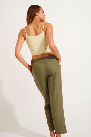 Pantalon de plage en lin taille haute Hawston - Kaki