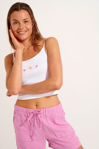 Short de bain en lin Hawston - Rose
