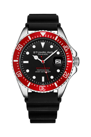 Montre à quartz en silicone Aquadiver - Noir et argenté