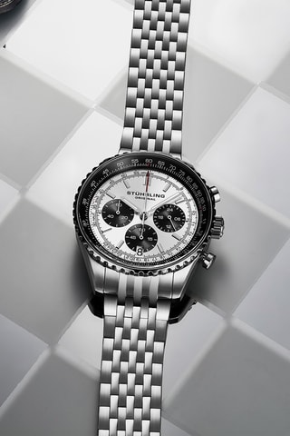 Montre à quartz en acier Monaco - Chronographe - Argenté et noir