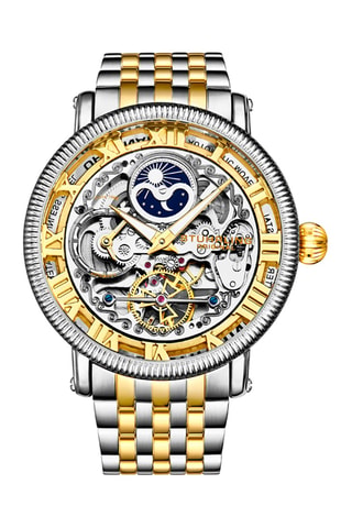 Montre automatique en acier Legacy Stührling - Fonction GMT - Doré et argenté