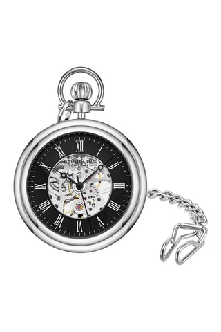 Montre gousset en acier - Argenté et noir