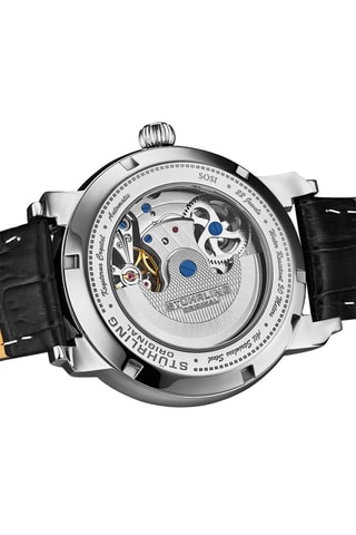 Montre automatique en cuir Celestial - Argenté et noir