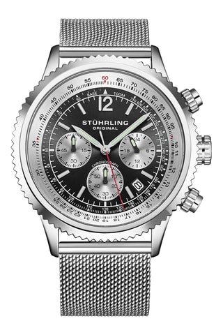 Montre à quartz en acier Monaco - Chronographe - Argenté et noir
