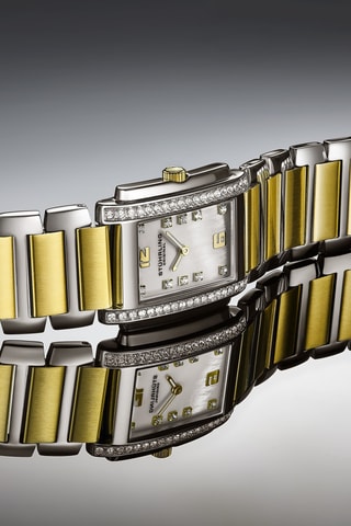 Montre à quartz ornée de cristaux Swarovski en acier - Argenté et doré