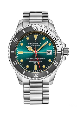 Montre à quartz en acier Depthmaster Heritage - Argenté et vert foncé