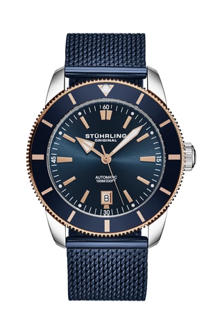 Montre automatique en acier Aquadiver - Bleu foncé et argenté