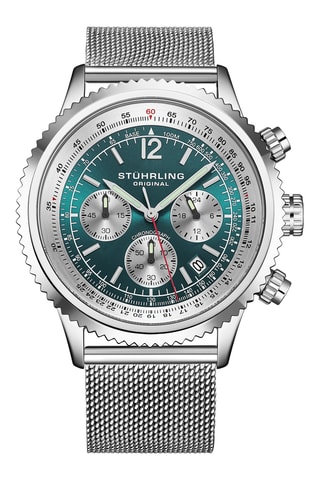 Montre à quartz en acier Monaco - Chronographe - Argenté et bleu
