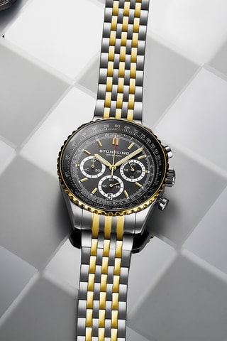 Montre à quartz en acier Monaco - Chronographe - Argenté et doré