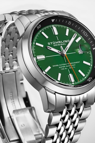 Montre automatique en acier Legacy - Argenté et vert