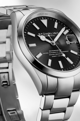 Montre automatique en acier Symphony - Argenté et noir
