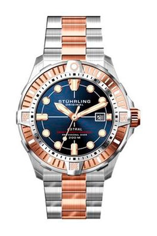 Montre automatique en acier Aquadiver - Tachymètre - Argenté et or rose