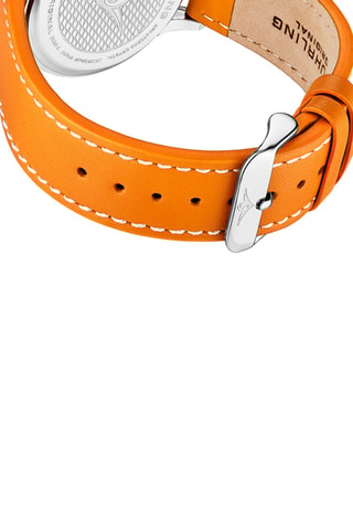 Montre à quartz en cuir Monaco - Chronographe et tachymètre - Orange et argenté