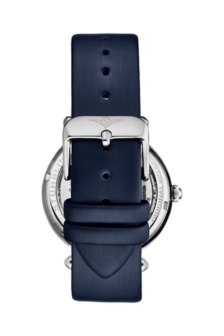 Montre automatique en cuir - Bleu marine et argenté