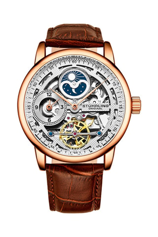 Montre automatique en cuir - Marron et doré rose