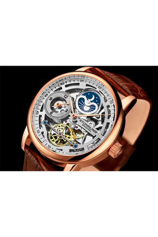 Montre automatique en cuir - Marron et doré rose