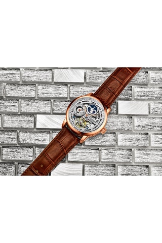 Montre automatique en cuir - Marron et doré rose
