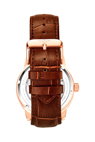 Montre automatique en cuir - Marron et doré rose