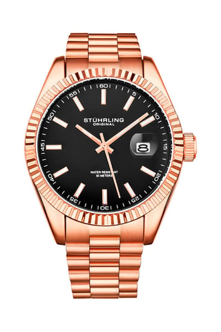 Montre à quartz en acier Symphony - Doré rose et noir