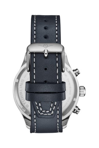 Montre à quartz en cuir - Chronographe - Bleu et argenté