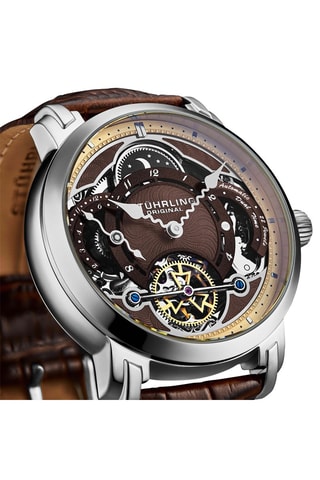 Montre automatique en cuir Celestial - Argenté et marron