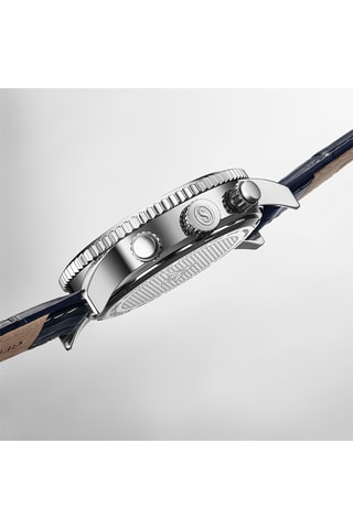 Montre à quartz en cuir Monaco - Chronographe - Bleu foncé et argenté
