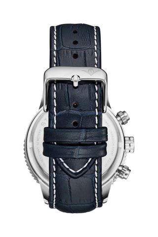 Montre à quartz en cuir Monaco - Chronographe - Bleu foncé et argenté