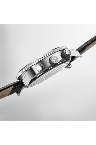 Montre à quartz en cuir Monaco - Chronographe - Noir et argenté