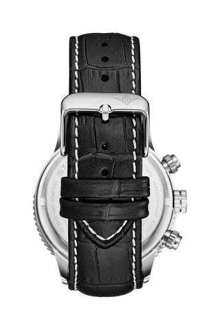 Montre à quartz en cuir Monaco - Chronographe - Noir et argenté