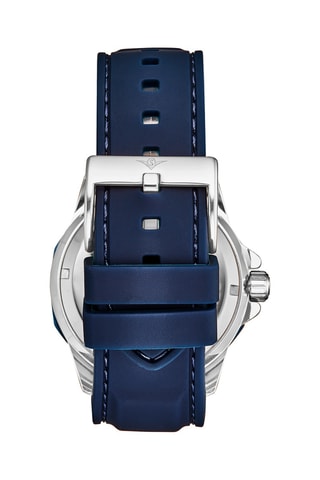 Montre automatique en silicone 4018 - Bleu marine et argenté