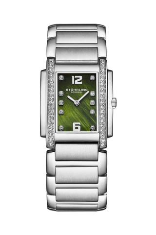 Montre à quartz ornée de cristaux Swarovski en acier - Argenté