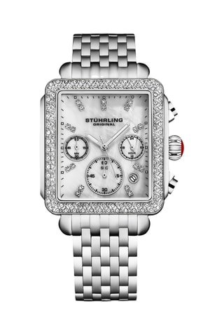 Montre à quartz en acier - Chronographe - Argenté