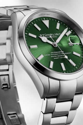 Montre automatique en acier Symphony - Argenté et vert