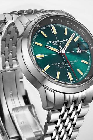 Montre automatique en acier Legacy - Argenté et vert