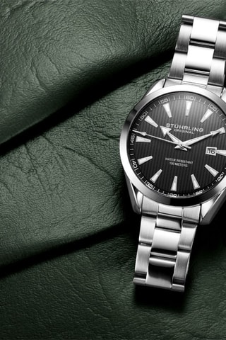 Montre à quartz en acier Symphony - Argenté et noir