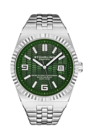 Montre automatique en acier Symphony - Argenté et vert