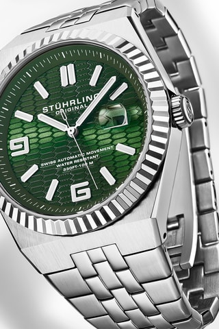 Montre automatique en acier Symphony - Argenté et vert