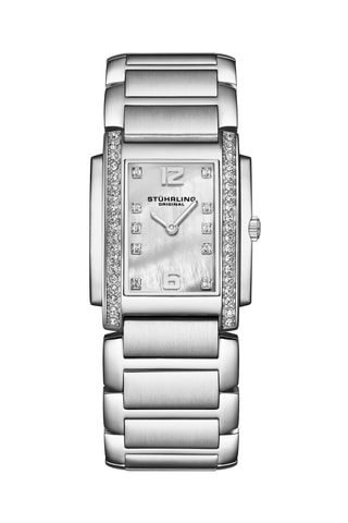 Montre à quartz ornée de cristaux Swarovski en acier - Argenté