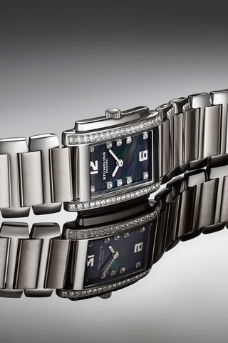 Montre à quartz ornée de cristaux Swarovski en acier - Argent