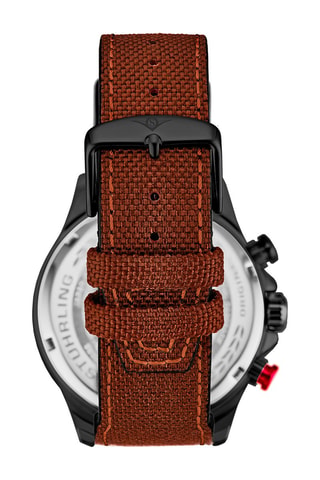Montre à quartz en cuir et tissu Cordura - Chronographe - Marron et noir
