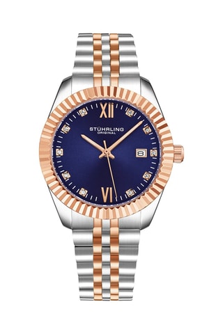 Montre à quartz en acier - Argenté et doré rose