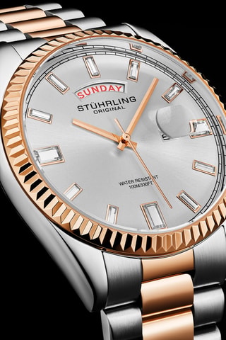 Montre à quartz en acier - Argenté et doré rose