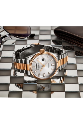 Montre à quartz en acier - Argenté et doré rose