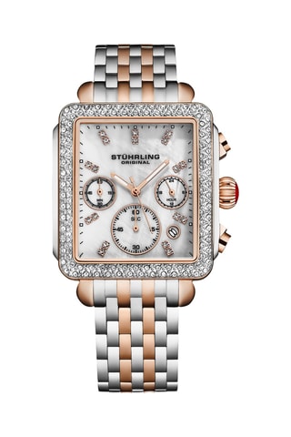 Montre à quartz en acier - Chronographe - Argenté et doré