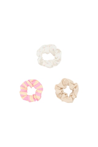 3 scrunchie - Bianco e rosa