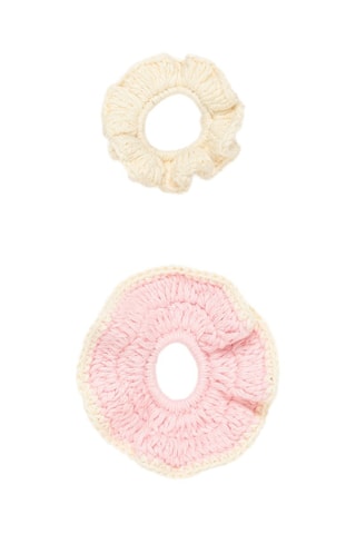 2 scrunchie - Rosa ed ecrù