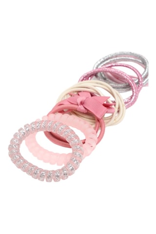 19 elastici per capelli - Rosa, argentato e beige