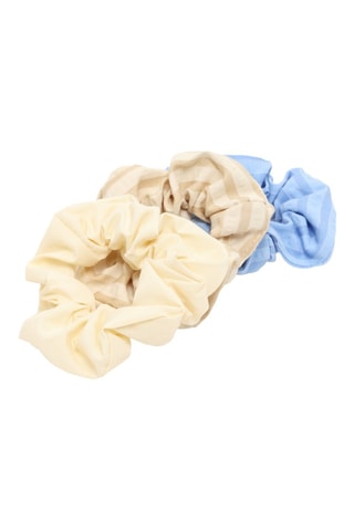 3 scrunchie - Celeste e giallo