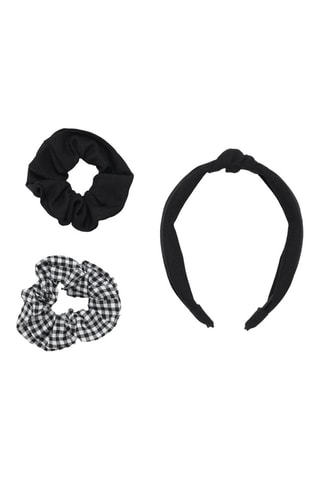 2 scrunchie e cerchietto - Nero